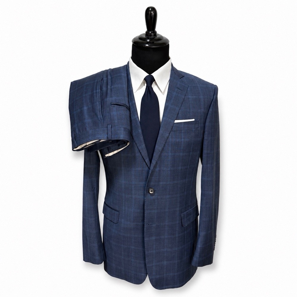 Brooks Brothers Explorer Regent Suit Mens 40L 32x29.5 Plaid Wool Flat Front Slim